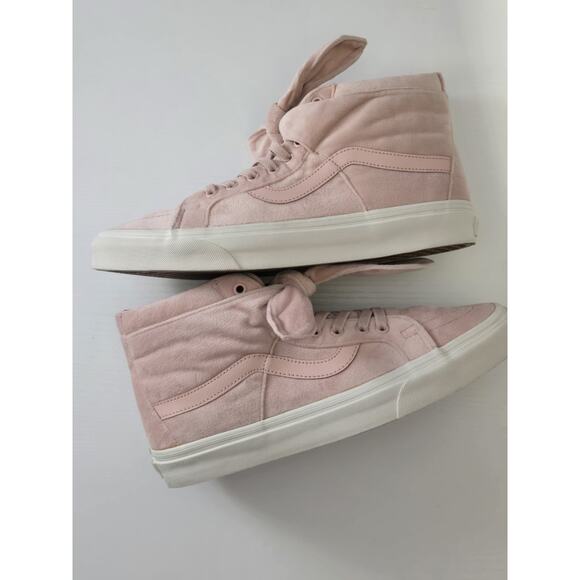 Vans Old Skool Pink Velvet Hi Top with Knotted Bow Men's 9.5 Women's 11 - Picture 3 of 12